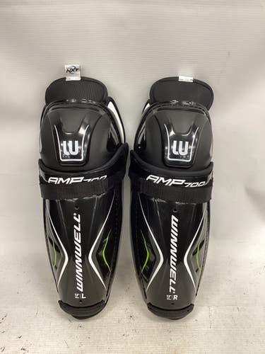Used WinnWell AMP 700 Intermediate Shin Guards Black 13" 11851-S000038817