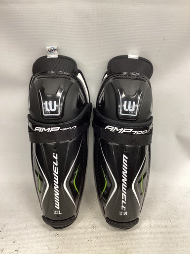 Used WinnWell AMP 700 Intermediate Shin Guards Black 13" 11851-S000038817