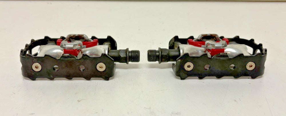 Wellgo WPD-981 Black Aluminum Hybrid SPD Clipless/Platform Pedals EXCELLENT