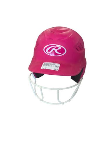 Used Rawlings BAT HELMET W/MASK Batting Helmet w/Mask Pink MD 11479-S000406025