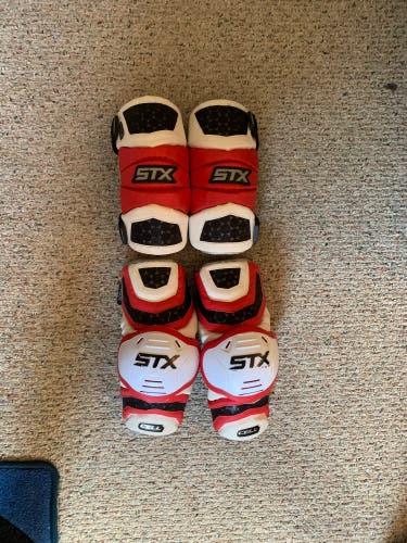STX Cell Lacrosse Arm Pads – White & Red, Size Large, Used