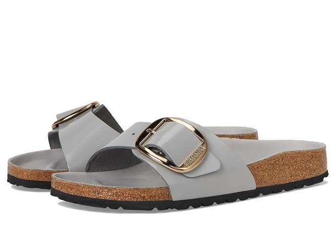 Birkenstock Madrid Sandal Women's US 7/7.5 Gray Leather Round Toe Slip-On TZP1