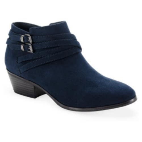 Style & Co Willoww Boots Women's US 7.5 Navy Micro Block Heel Ankle Bootie TZP4