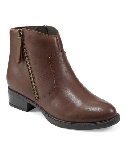 Easy Spirit Lacy Boots Women's US 7 Dark Brown Leather Round Toe Block Heel TZP7