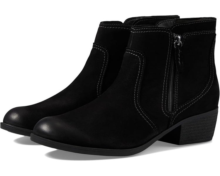 Clarks Charlten Ave 26174174 Boots Womens US 9.5 Black Round Toe Block Heel TZP8