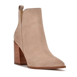 Nine West Birds Boots Women's US 6 Taupe Suede Pointed Toe Block Heel TZP16