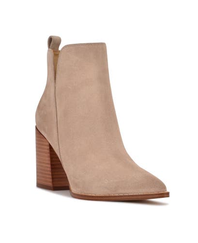 Nine West Birds Boots Women's US 6 Taupe Suede Pointed Toe Block Heel TZP16