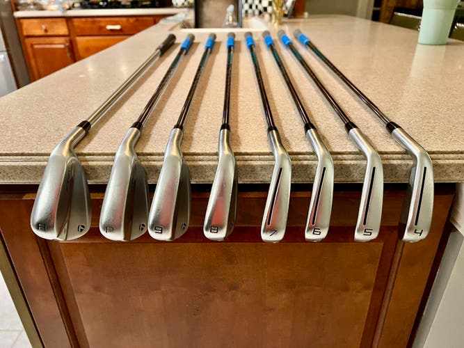 Men's 2021 TaylorMade P-790 Right Handed Iron Set Stiff Flex (8 Clubs) #4 - #9, PW, GW (Used)