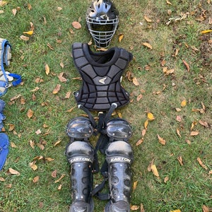 Easton Youth Catcher Gear – All Black Chest 12”, Legs 11.5”, Small Helmet – Great Value