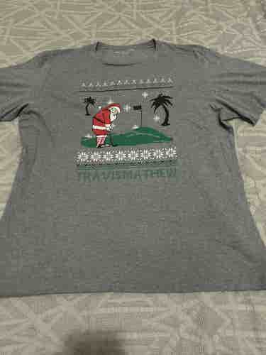 Travis Mathew Golf Christmas Themed Short Sleeve Shirt, Size Adult Large