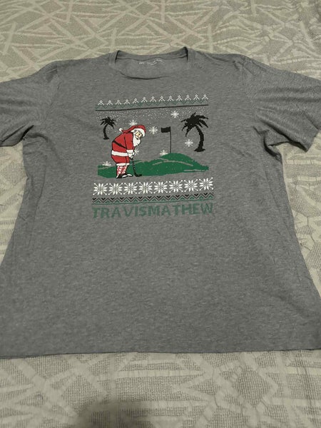 Travis Mathew Golf Christmas Themed Short Sleeve Shirt, Size Adult Large