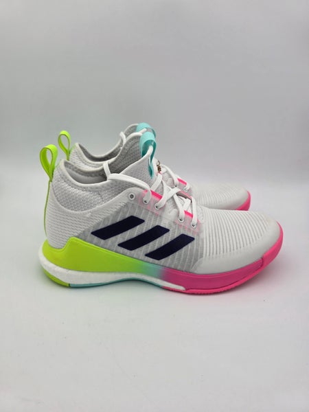 Adidas Women’s Crazyflight Mid Volleyball Shoes White Pink NEW HP3337 Size 7.5