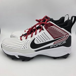 Nike Force Savage Pro 3 Shark Men's Size 14 White Red Football Cleats FJ8163-102