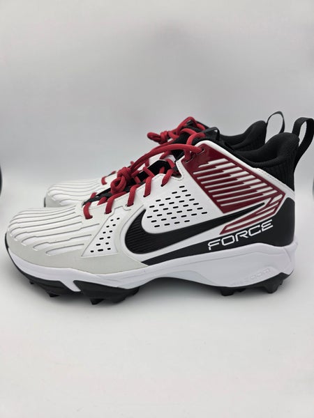 Nike Force Savage Pro 3 Shark Men's Size 14 White Red Football Cleats FJ8163-102