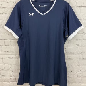 Under Armour 1326615 Women's HEATGEAR Fitted Soccer Jersey Navy White Large