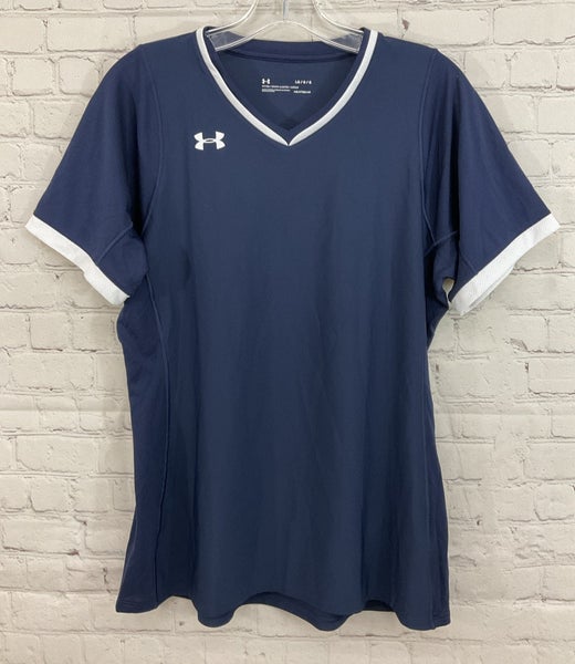 Under Armour 1326615 Women's HEATGEAR Fitted Soccer Jersey Navy White Large