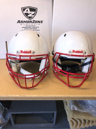 2 USED RIDDELL SPEED ADULT HELMET'S - LARGE - METALLIC WHITE