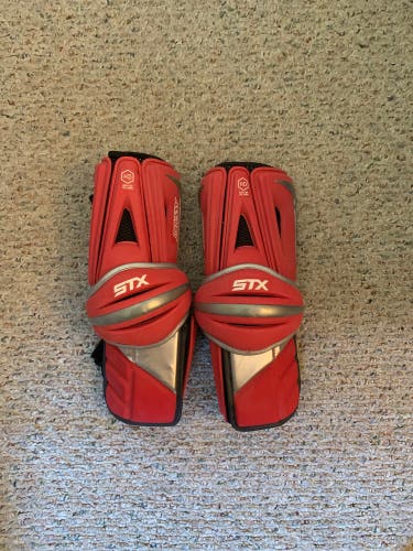 STX Assault Lacrosse Arm Pads – Red, Extra Large, Used