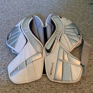 Nike Vapor Lacrosse Shoulder Pads – White/Silver, Large Adult, Good Condition, Cheap Deal