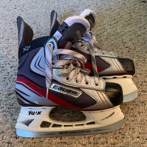 Bauer Junior Hockey Skates – Black/Red/Grey, Size 2, Used