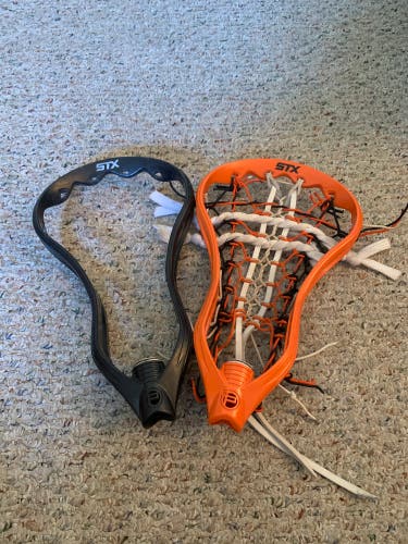 STX Super Power Lacrosse Heads (2) – Black & Orange, Used, No Warping, No Cracks