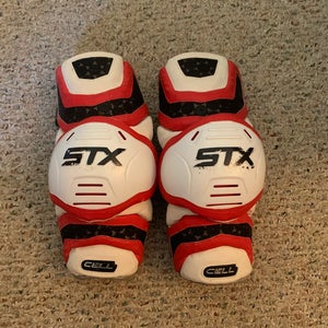 STX Cell Lacrosse Arm Guards – Red/White, Large, Used, Great Condition, Cheap Deal