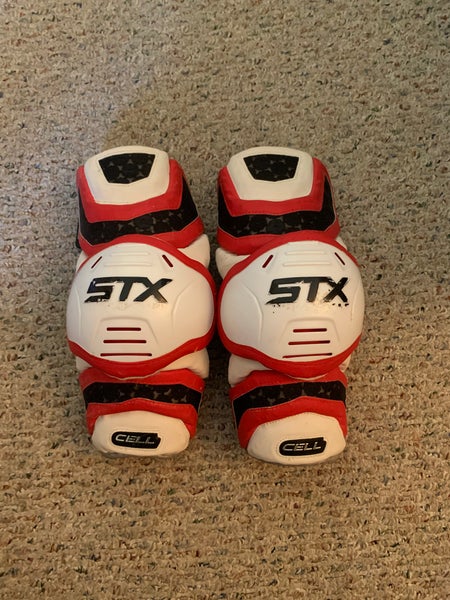 STX Cell Lacrosse Arm Guards – Red/White, Large, Used, Great Condition, Cheap Deal