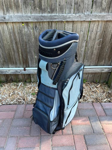 Mizuno Tava Blue Golf Cart Bag with 6 Way Divider and 9 Zipper Pockets