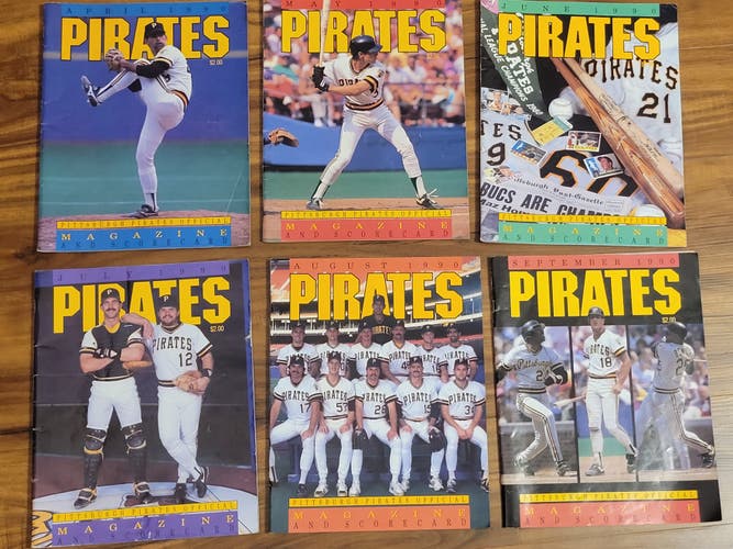 Lot of Six Vintage 1990s Pittsburgh Pirates MLB Magazines and Scorecards