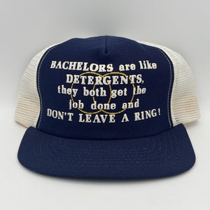 Vintage Bachelors Are Like Detergents Snapback Hat Funny Trucker Cap Humor Rare