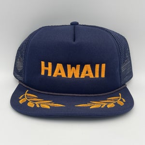 Vintage Hawaii Snapback Trucker Hat Cap Mesh Foam Rope Gold Leaf