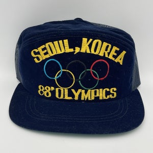 Vintage Seoul Korea 1988 Olympics Felt/Velvet Snapback Hat Cap RARE