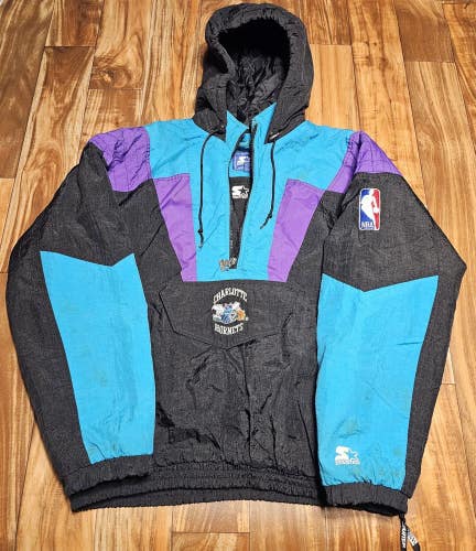 Vintage 1990's Starter Charlotte Hornets Pullover Puffer Sports Jacket Men's XL