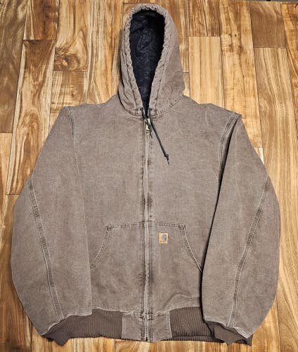 Vintage Carhartt J130 CHT Brown Perfect Faded Vtg Work Coat Jacket Size 2XL Tall