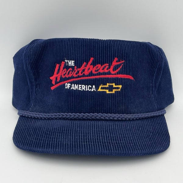 Vintage Chevrolet The Heartbeat of  America Corduroy Hat Zipper Strap Chevy Cap