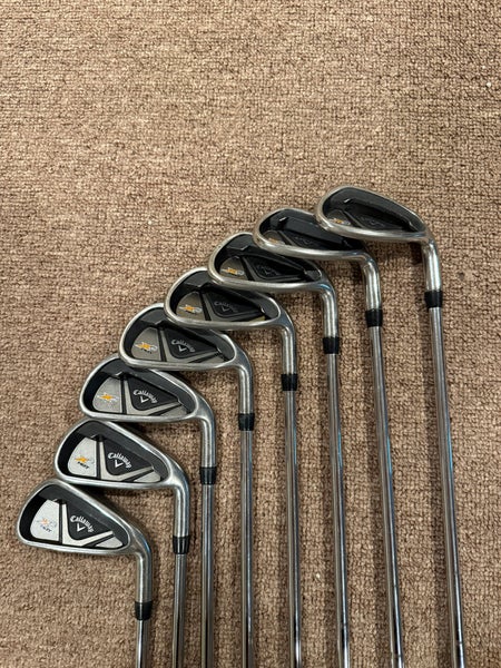 Men's Callaway X2 Hot Right Handed Iron Set Regular Flex 8 Pieces Steel Shaft (Used)