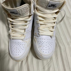 White Men's Size M 8.0 (W 9.0) Adult Nike Air Jordan High Top Molded Cleats (Used)