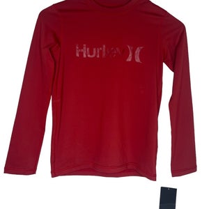 NEW Hurley Childs Rashguard Size Youth Medium Long Sleeve Surf Shirt Red