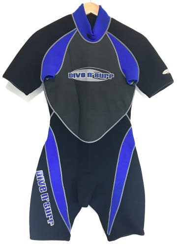 Dive N Surf Mens Spring Shorty Wetsuit Size Small S Titanium 2/2