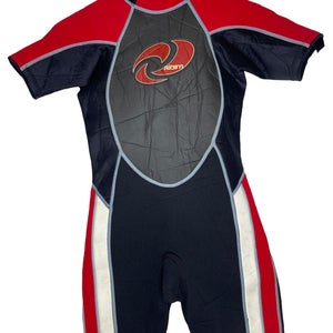 The Realm Childs Spring Shorty Wetsuit Juniors Kids Size 12 Red Black 2/1