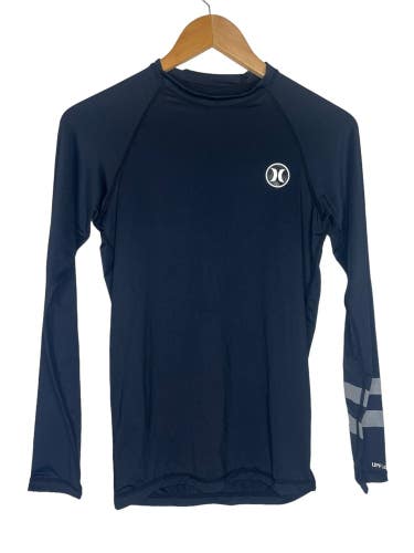 NEW Hurley Childs Rashguard Size Youth Medium Long Sleeve Surf Shirt Black