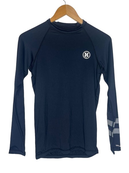 NEW Hurley Childs Rashguard Size Youth Medium Long Sleeve Surf Shirt Black