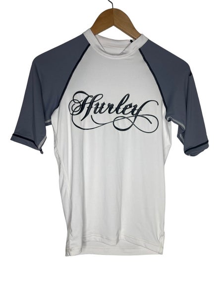 NEW Hurley Childs Rashguard Size Youth Medium Short Sleeve Surf Shirt White