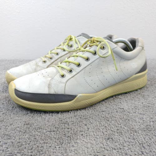 ECCO Biom Hybrid Hydromax Spikeles Golf Shoes Mens Size 44 EU WHite Gray Leather