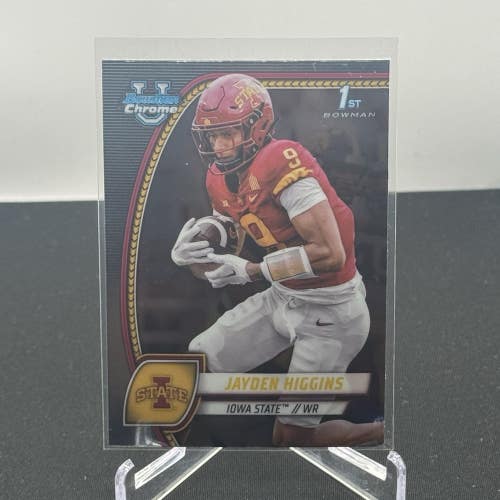 Jayden Higgins Iowa State 2024 Bowman U Football 1st Bowman Base #94