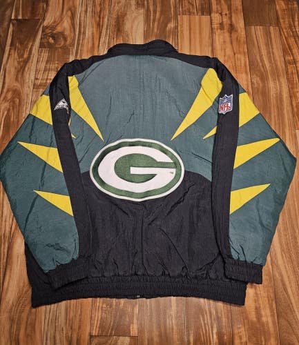 Vintage Green Bay Packers Apex One Pro Line Puffer NEEDS ZIPPER Jacket Size XL