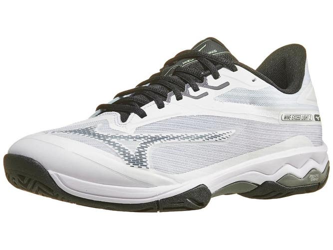 *NIB* MIZUNO MEN'S WAVE EXCEED LIGHT 2 AC TENNIS SHOES (WHT/MET GREY) SIZE 8.5
