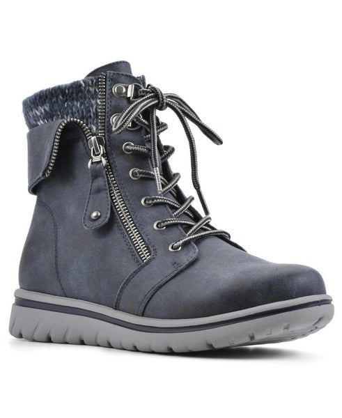 Cliffs by White Mountain Hope Women's US 8.5 Navy Fabric Ankle Bootie TZP23