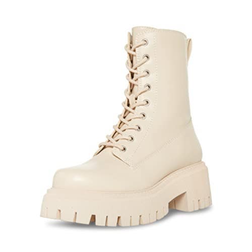 Madden Girl Kknight Boots Women's US 5.5 Beige Round Toe Platform Bootie TZP22