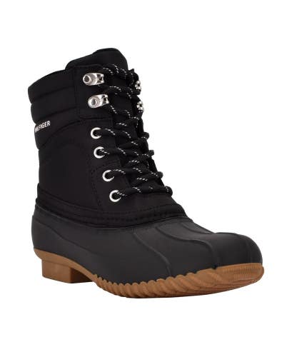 Tommy Hilfiger Rainah Women's Black Faux Leather Round Toe Duck Boots TZP20